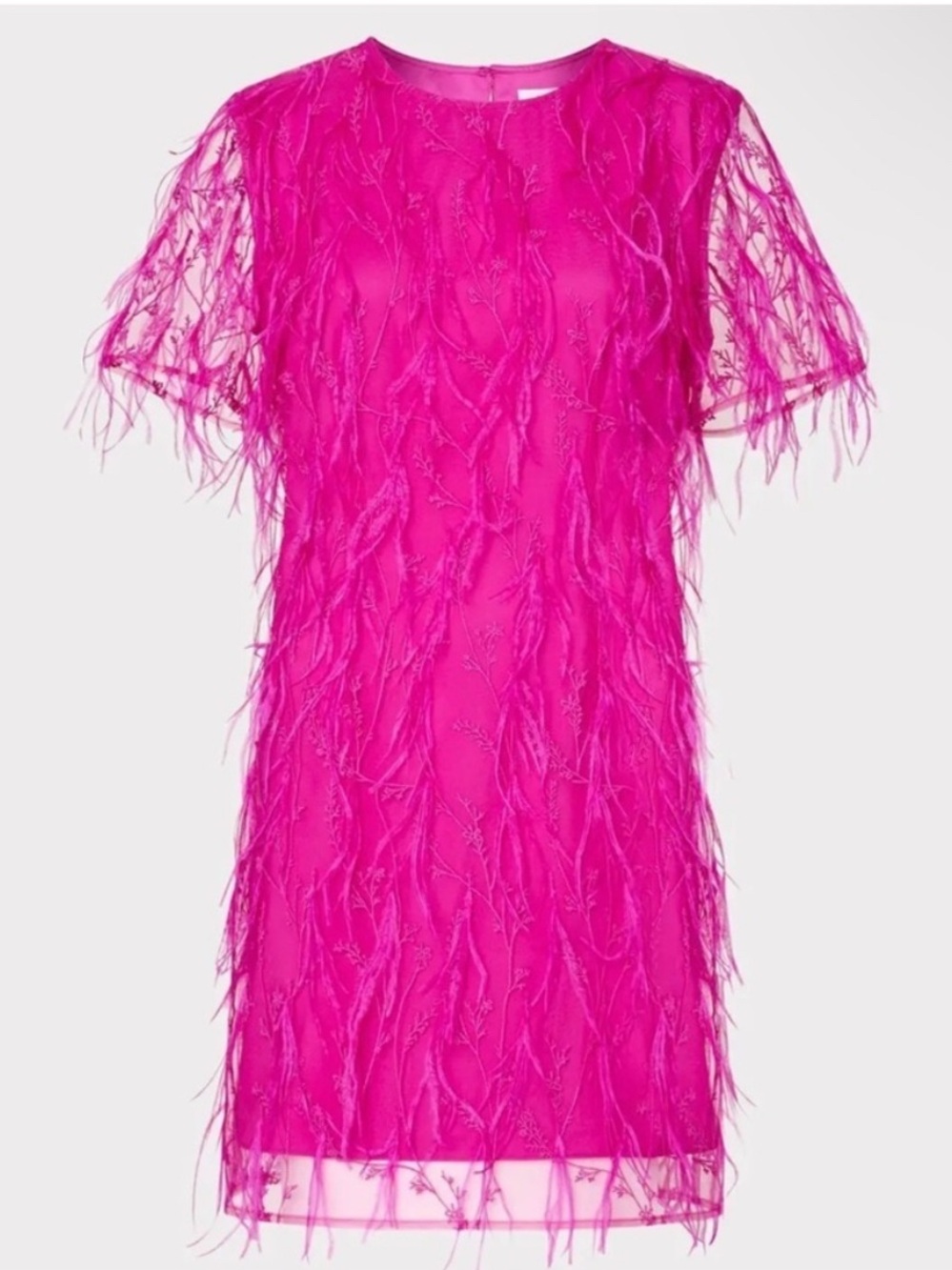 Milly Vibrant Fuchsia Feathered Mini Dress NWT - Picture 2 of 13